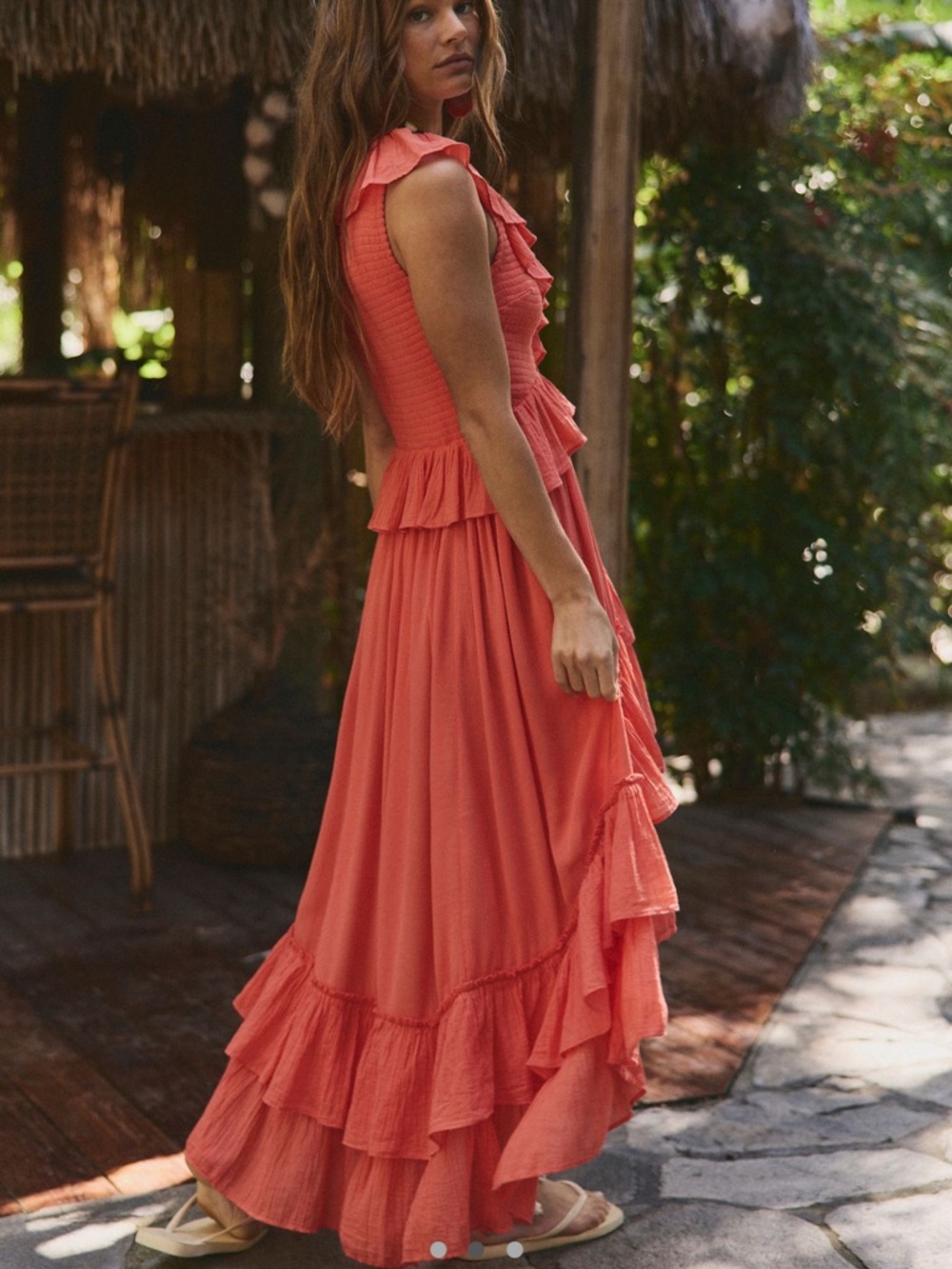Free People Sunsational Midi Dress, Coral, Small - Picture 2 of 5